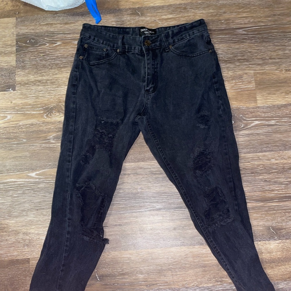 Boohoo Man Black Ripped Skinny Jeans